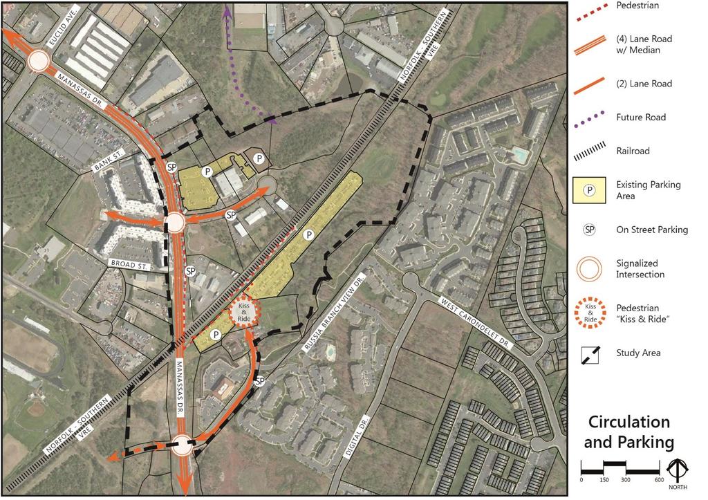 Figure 5 Multimodal Access and Circulation at the VRE Manassas Park Station Parking Parking Capacity Parking at the VRE Manassas Park station is currently accommodated through a combination of a