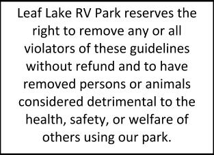 Leaf Lake RV Park is committed to making our park an enjoyable place for our seasonals.