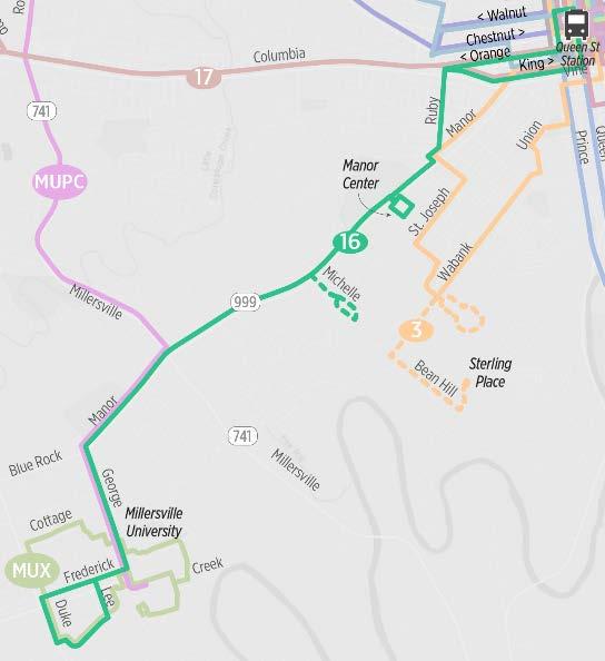 Route 16 Millersville Overview of Changes Operate as a Local Route Discontinue service along Ruby Street and operate along Manor Avenue/Millersville Pike between Orange/King Streets and Manor