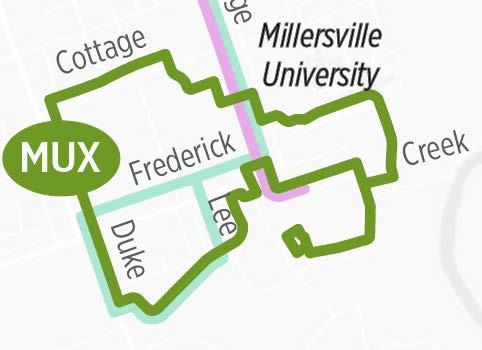 Route MU Shuttle (formerly MU Xpress) Overview of Changes No changes to existing alignment Continue to operate the same level of service as today in partnership with Millersville University Re-brand