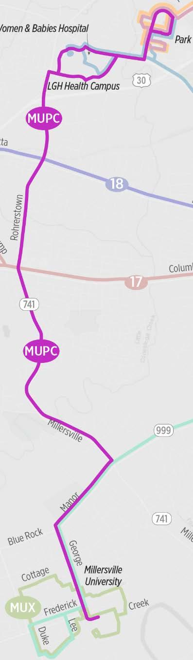 Route MU Park City Xpress Overview of Changes Continue to operate the same level of service as today in partnership with Millersville University Operate an additional trip in the evening due to high