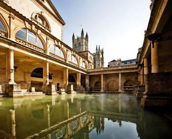 from London, to view the famous Roman Baths Museum derived from natural