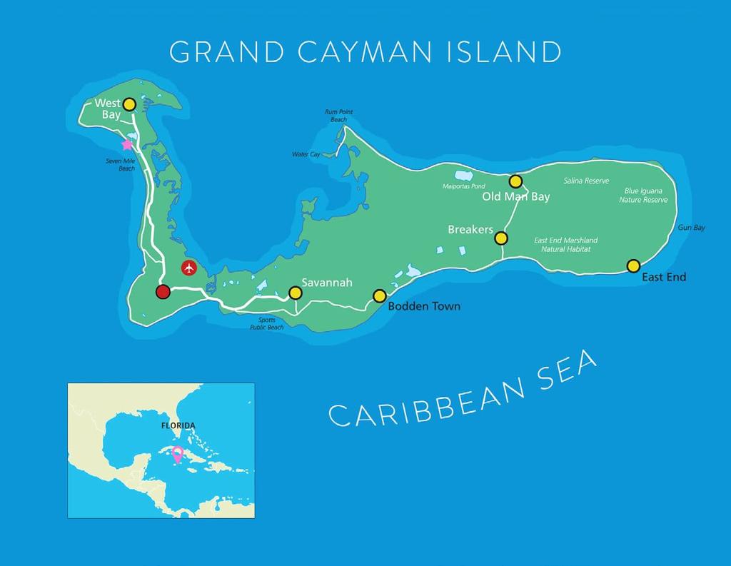 GETTING HERE FLIGHTS TO GRAND CAYMAN Aqua Bay Club Condos is located on the Caribbean island of Grand Cayman, in the Cayman Islands. Getting here is easy, no matter what route you take.