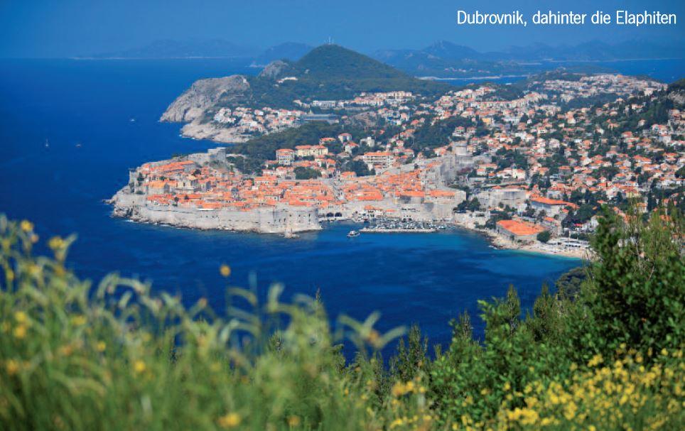 The Elafites 13 islands, directely in front of Dubrovnik. For sailors important Sipan, Lopud, Kolocep.