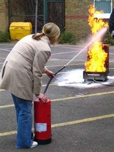 to use a fire extinguisher.