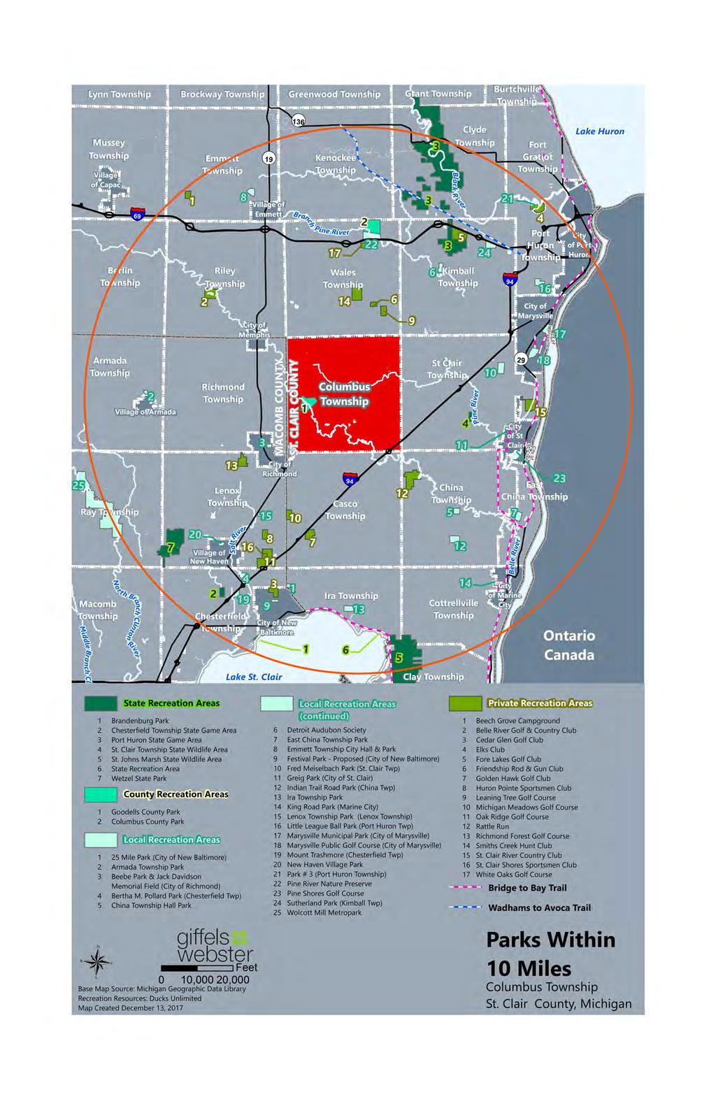 Map 4: Facilities within a Ten-Mile Radius of Columbus