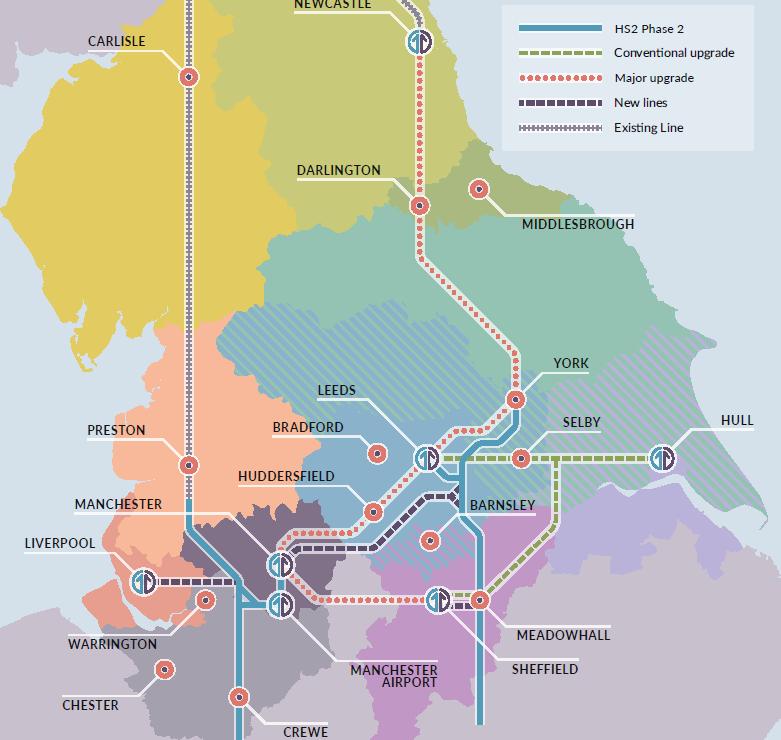 HS2 and Northern Powerhouse Rail 5 NPR and Sotland An important consideration for Phase Two is how to integrate with plans to radically improve rail journeys between northern English cities the