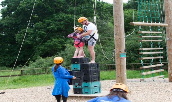 the ride as you launch yourself, along our zip wire from a