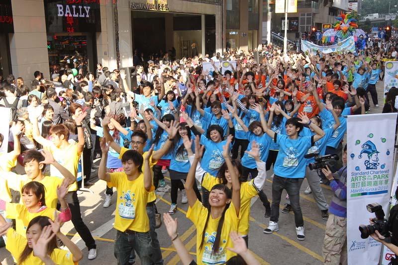 The streets of Causeway bay were overflowed with joy as thousands of passers-by attracted to the scene.