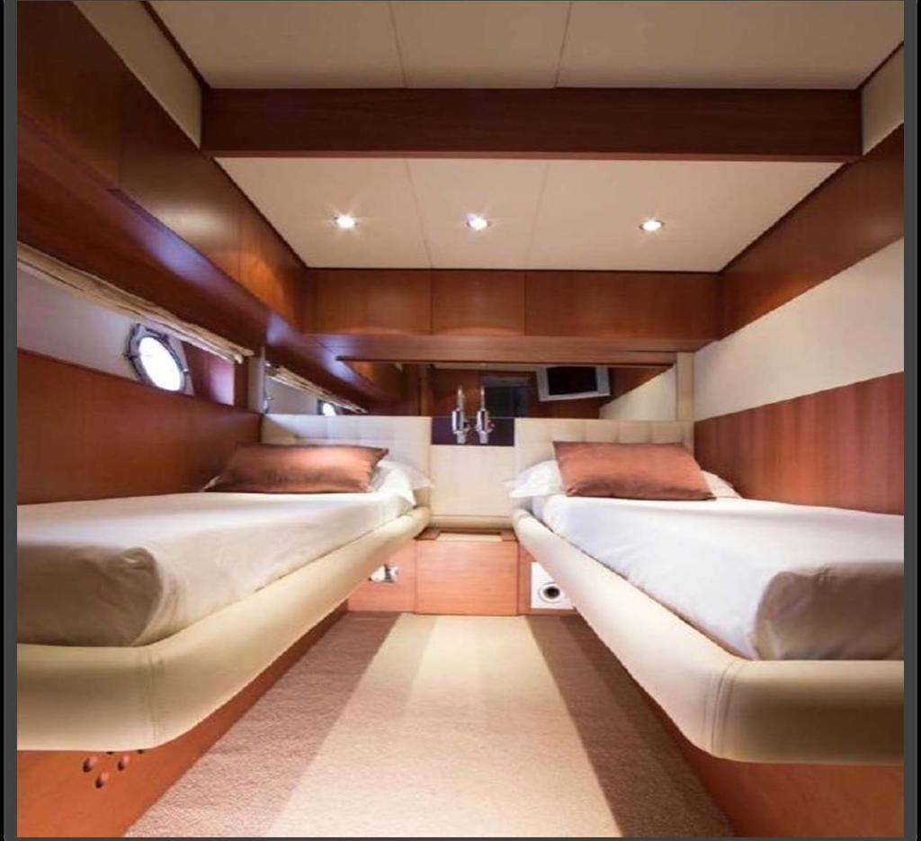 * Only upon request, prior to booking The twin berths of the Starboard and Port cabins can be converted to two large double berths that can sleep up to three guests each*.