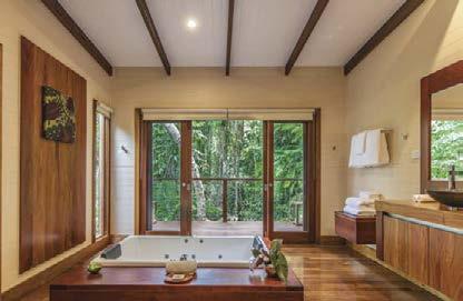 There are forty beautifully appointed Treehouses with large spa baths and balconies set in eighty acres of grounds adjoining the Daintree National Park.