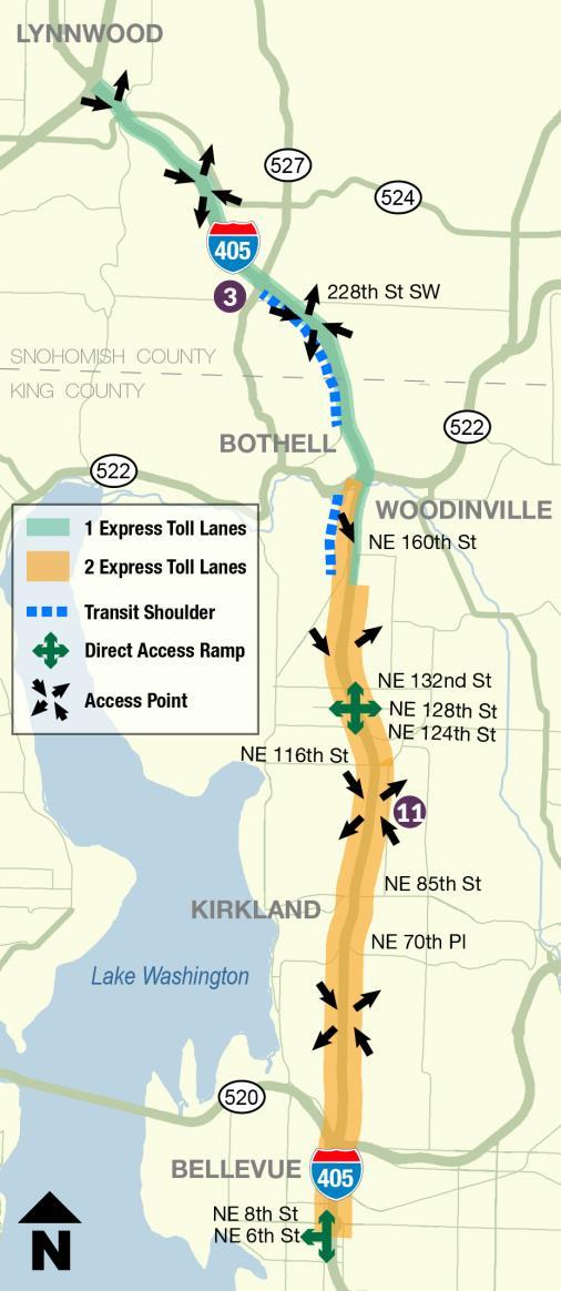 I-405 operations Adjustments Planned Adjustments Southbound I-405 at SR 527: Lengthen access point to the north to allow drivers more time to