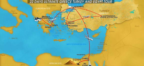 TRAVELSHOP TURKEY 22 DAYS ULTIMATE GREECE TURKEY AND EGYPT COMBINED TOUR AVAILABLE: Everyday 22 DAYS ULTIMATE GREECE TURKEY AND EGYPT COMBINED TOUR SUMMARY: Welcome to our Multi Country Tour!