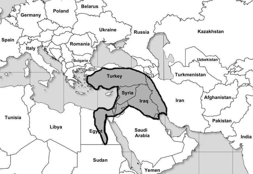 Mapa drev ne Asirije (oko 650 pr.hr.).