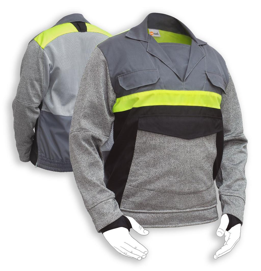 High visibility colour Mesh back and under arm cooling vents Smart workwear style collar MetalMaster 2 Collar Neck Pullover Loose fitting pull over collar neck top with full arm and abdomen