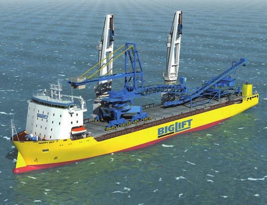 In 2013 and 2014 the new-building vessels of the Happy S-type will enter the BigLift fleet. These flag ships have a lifting capacity of two times 900 mt, combinable to 1800 mt.