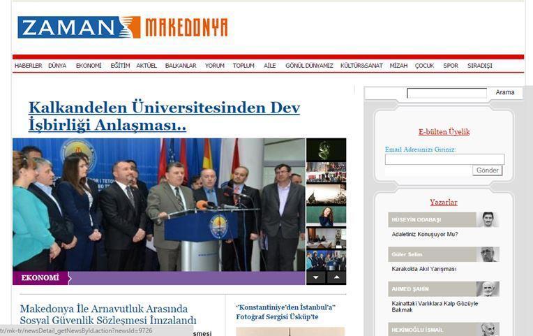 Mediat turkofone në Ballkan Kapitulli 4 Media turkofone në Ballkan Alban TARTARI veçantë çështjet që kanë të bëjnë me pakicën turke në Maqedoni. Formati i gazetës është 32 faqe me ngjyra.