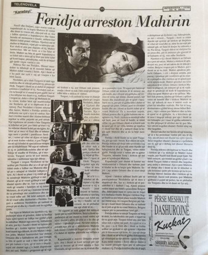 lidhur me serinë pasardhëse të serialit Karadayı, botuar në gazetën Intervista.