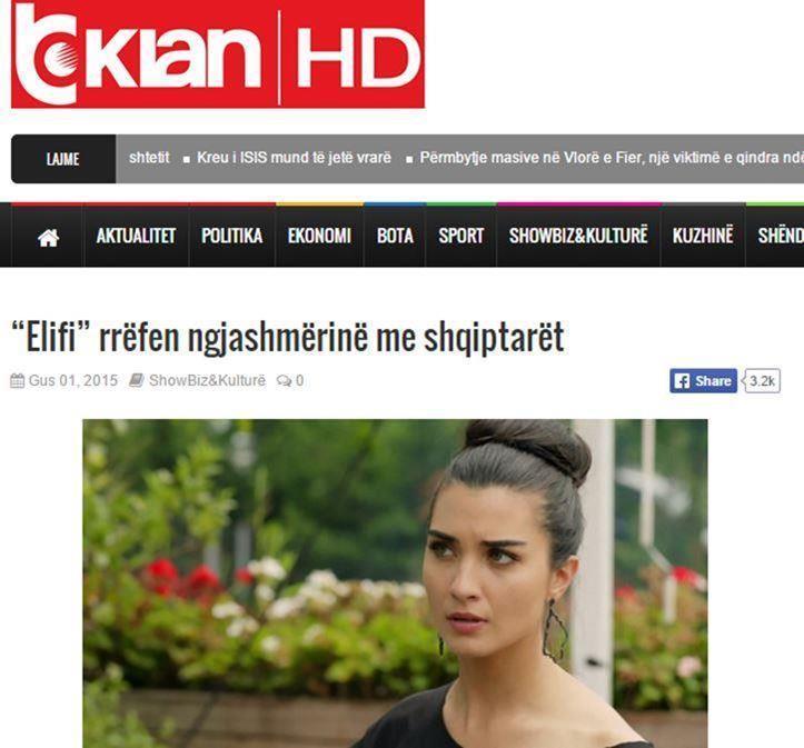 Mediat turkofone në Ballkan Shtojca Alban TARTARI Figura 66: Një ndër lajmet e shumtë botuar në faqen e TV Klan, një ndër