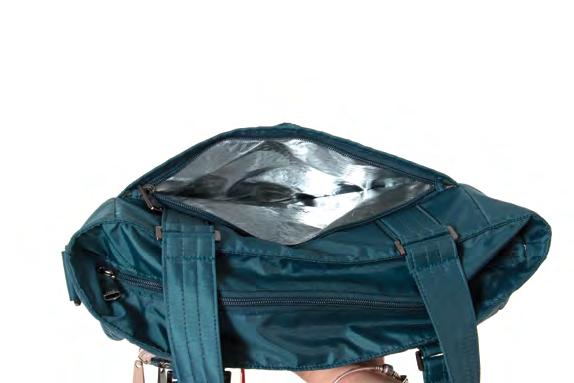 side Luggage strap that slides onto standard suitcase handle 2 side cargo pockets Main interior has cargo pocket, slim zip