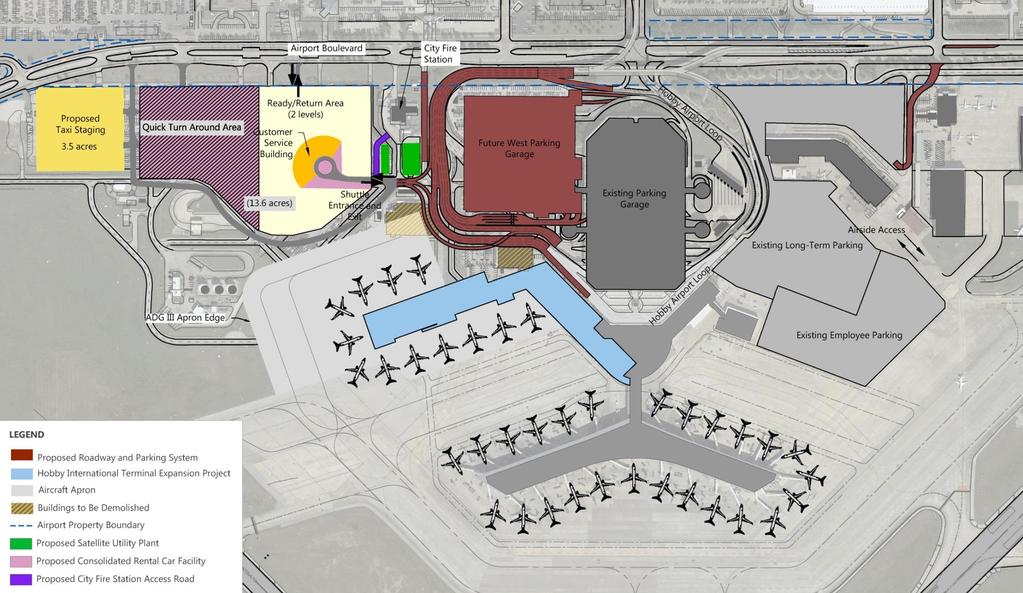 5.4 On-Airport Landside Improvements Exhibit 5-7: On-Airport Proposed Landside Improvements The following airport functions were impacted by the proposed terminal area plan, and will be relocated or