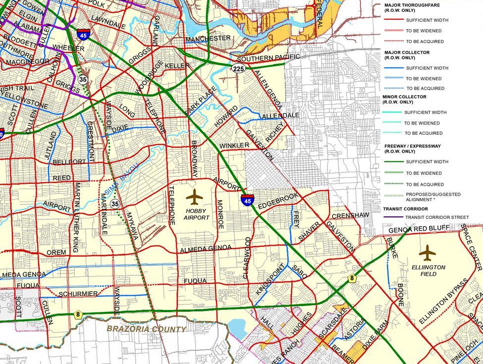 Exhibit 6-3: 2013 City of Houston Major Thoroughfare and Freeway Plan Table 6-1: Development Opportunities and Constraints around the Airport OPPORTUNITIES CONSTRAINTS Market Strong projected