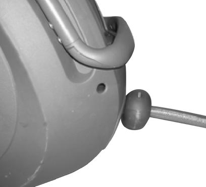 8). (b) Using safety gloves and protective Fig. 9 eyewear hold one side of the hose reel. Loosen screw from the hose clamp on the outlet (Fig.10).