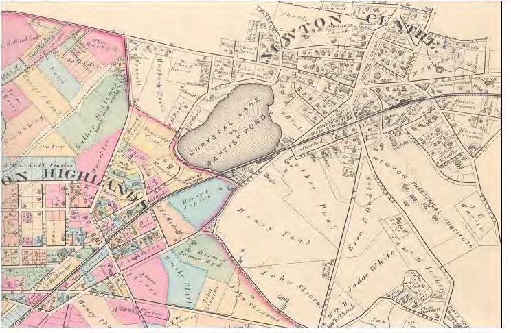 Crystal Lake Baptist Pond in 1874 No longer called Wiswall s Pond, the lake has two other names, according to this 1874 map.