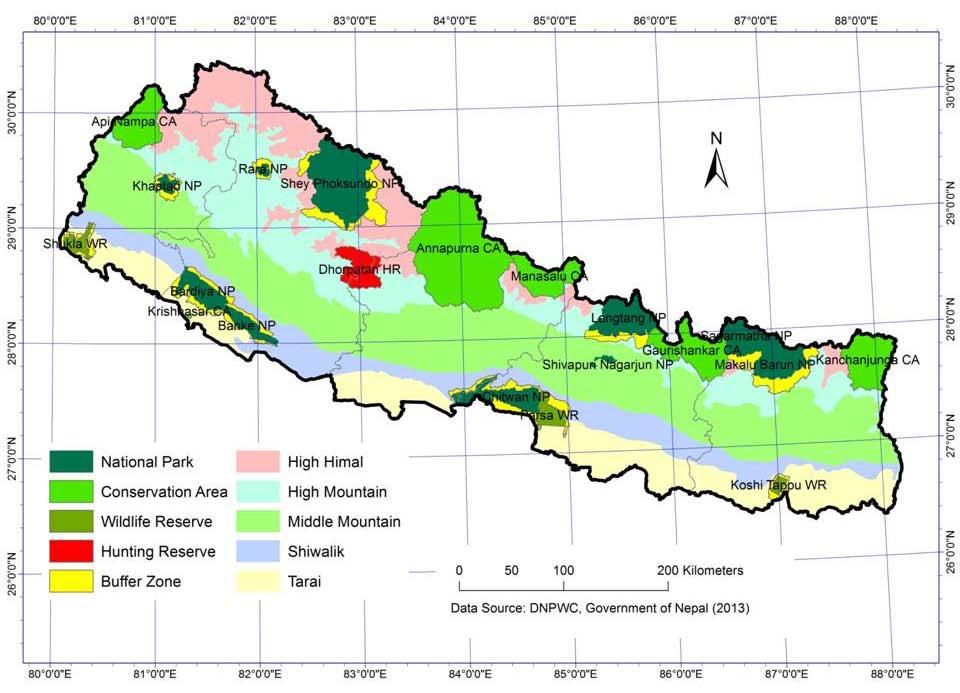 Protected Areas of Nepal Total PAs = 20. Total Area =34,193 km 2 (23.