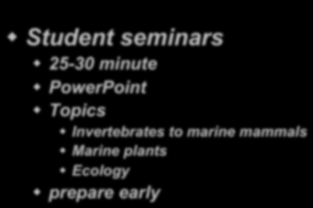 AQUAVET I! Student seminars! 25-30 minute! PowerPoint! Topics!