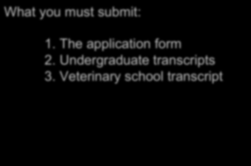 APPLICATION PROCESS What you must submit: 1.