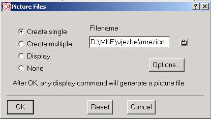 - u meniju File odaberite Picture Files - u formi postavite sljedeće postavke: aktivirajte opciju Create single u polje Filename upišite