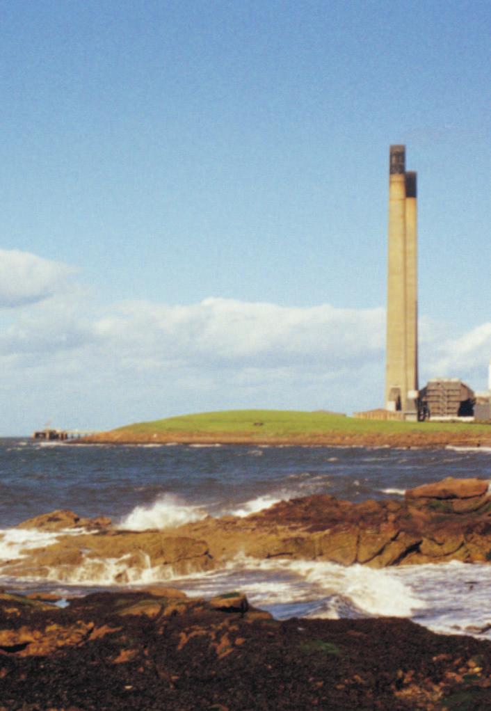 Visible across the waters of the Forth from Edinburgh as far as North Berwick, the twin chimneys of Cockenzie Power Station on the south shore of the Forth Estuary dominate the coastline, providing a
