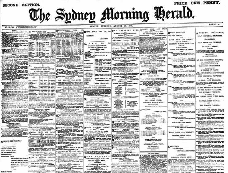 The Sydney Morning Herald 1901 7 Photos