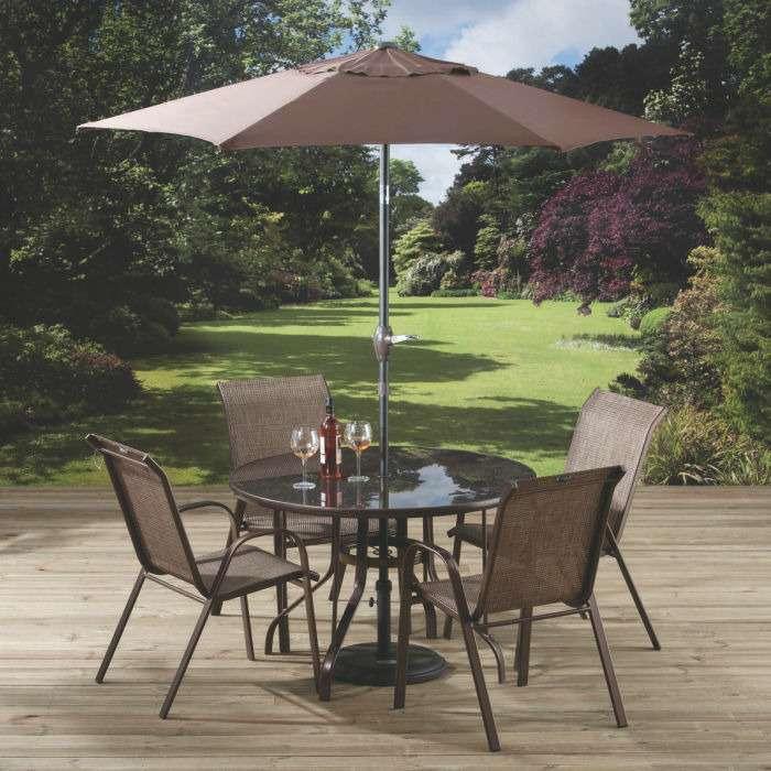 2m, ф38mm Materials Steel Frame, 4x4 Permalene, 5mm Printed Glass Parasol - Aluminium, 160g/m2 Polyester SANTOS 6 SEATER STACKING DINNING SET PRODUCT DETAILS: SANTOS 6 SEATER STACKING SET.