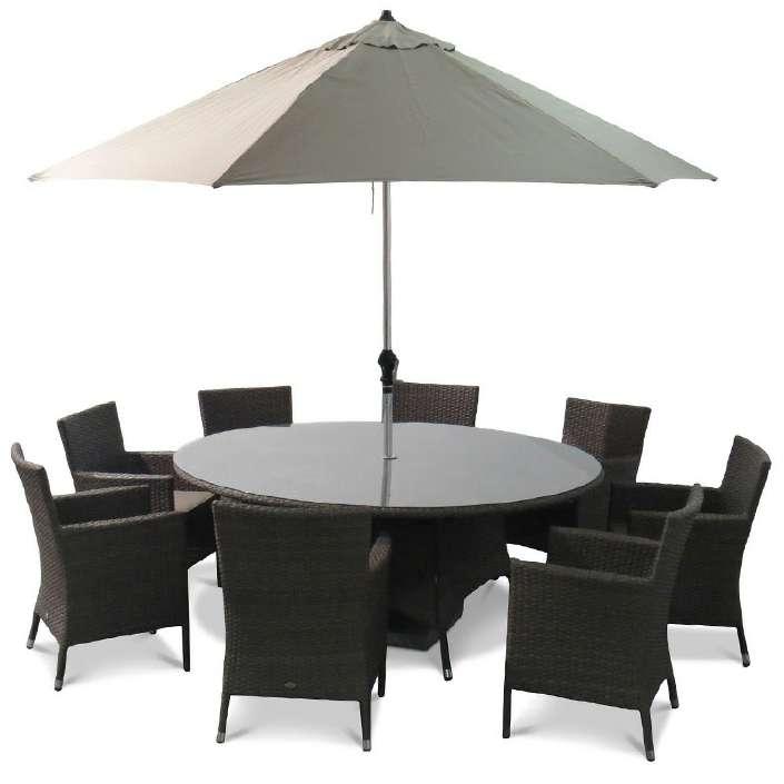 Zips Table includes a parasol hole with Aluminium centre ring 5mm Glass table top Non rust aluminium frame Stainless steel features Armchairs 5mm Tempered Glass, U.