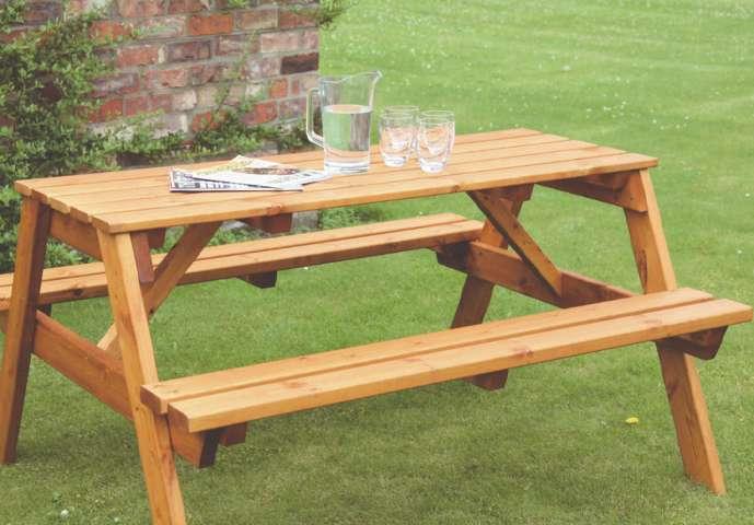 99 DIMENSIONS : 150cm w x 125cm d x 74cm h Traditionally styled picnic bench Seats up to six people Classic design to suit