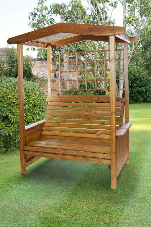 Manufactured from sustainable timber finished with a warm tan wooden stain for added weather protection. Size: 1.18m (118cm) wide x 2.03m (203 cm) high x 57 cm deep. 299.