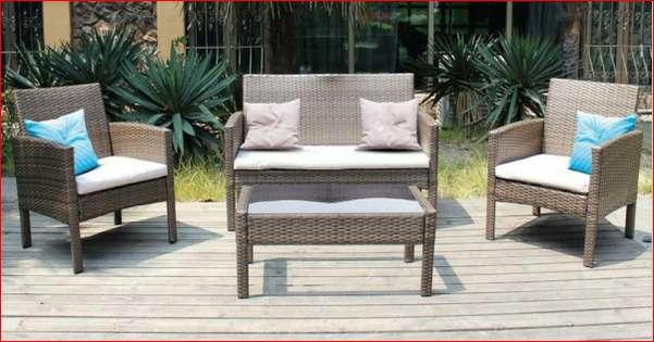 4 PIECE RATTAN SOFA SET 249 Our 4 piece sofa set is beautifully designed in a stylish brown faux rattan material which is completely weatherproof and can be left outside come hail, rain or shine