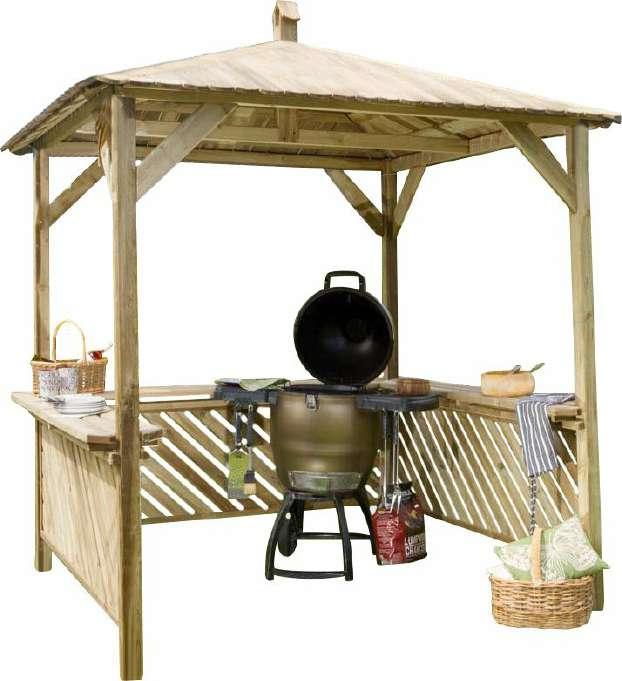 THE BROXTON GAZEBO 399.00 A convenient shelter for an afternoon in the garden. This wooden gazebo has many uses, including providing protection and shelter whilst barbecuing.