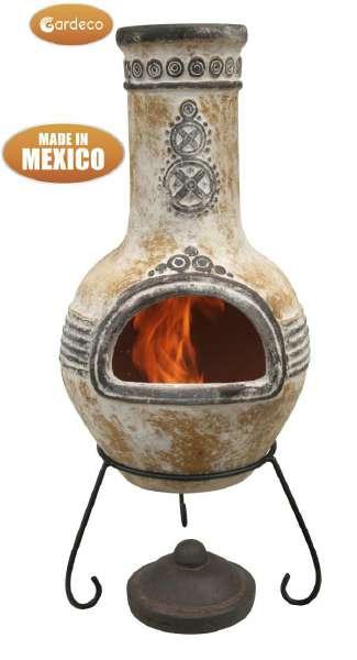 99 Complete with steel stand and clay lid No assembly required Painted in rustic finish Colour is yellow Mexican chimeneas are the best functioning burners of all patio fires.