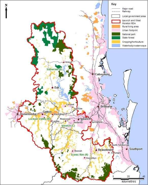 THE REGION The Regional Development Australia Ipswich and West Moreton region (the region) comprises the western half of South East Queensland (SEQ) between Toowoomba to the west, Sunshine Coast to