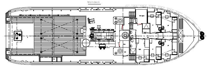 Deck layout: Deck Lay out: The deck machinery comprises a DMT AW200-H19K2 hydraulic driven Anchor Winch with a capacity of 15.3 t (m) at 10m/min.