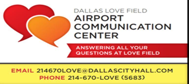 DALLAS LOVE FIELD COMMUNITY WEEKLY UPDATE January 24-January 30, 2014 5 Total Operations for the Week of January 11, 2015 January 17, 2015 Dallas Love Field 8008 Cedar Springs Rd.
