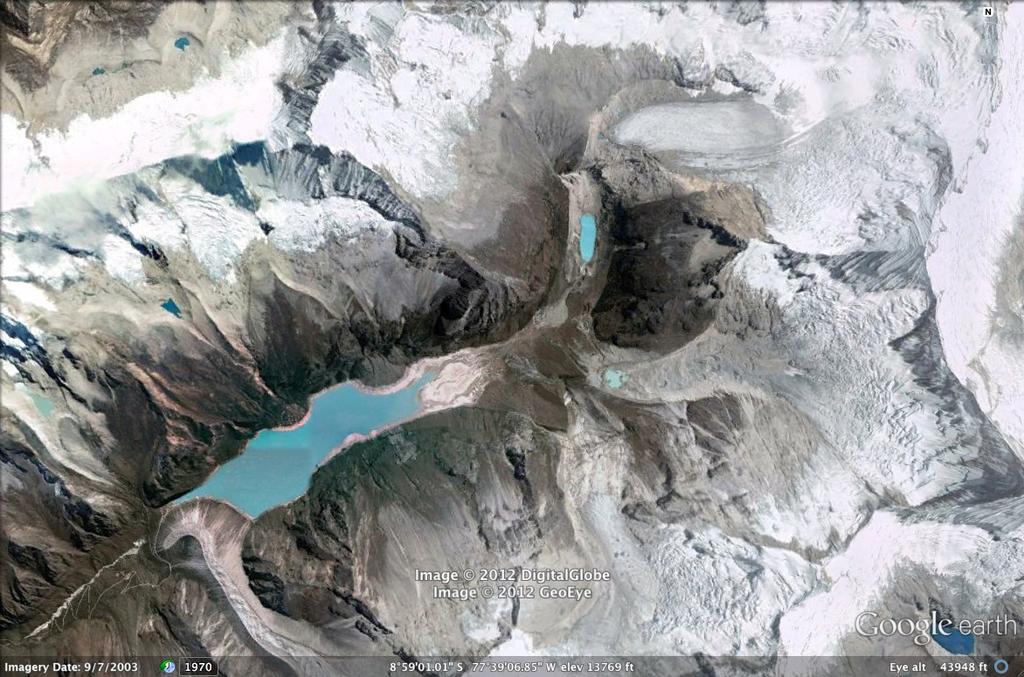 The Artesón Glacier is located in the Cordillera Blanca in Peru (see Figure 10).