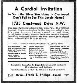 June 1939 ads and articles promote the Evening Star Silver Star Home at 1735 Crestwood Drive or Crestwood