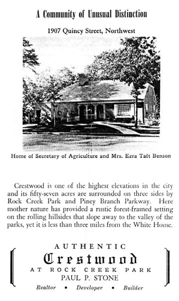 The brochure s back cover (far right) highlighted the home of Agriculture Secretary Ezra Taft Benson.