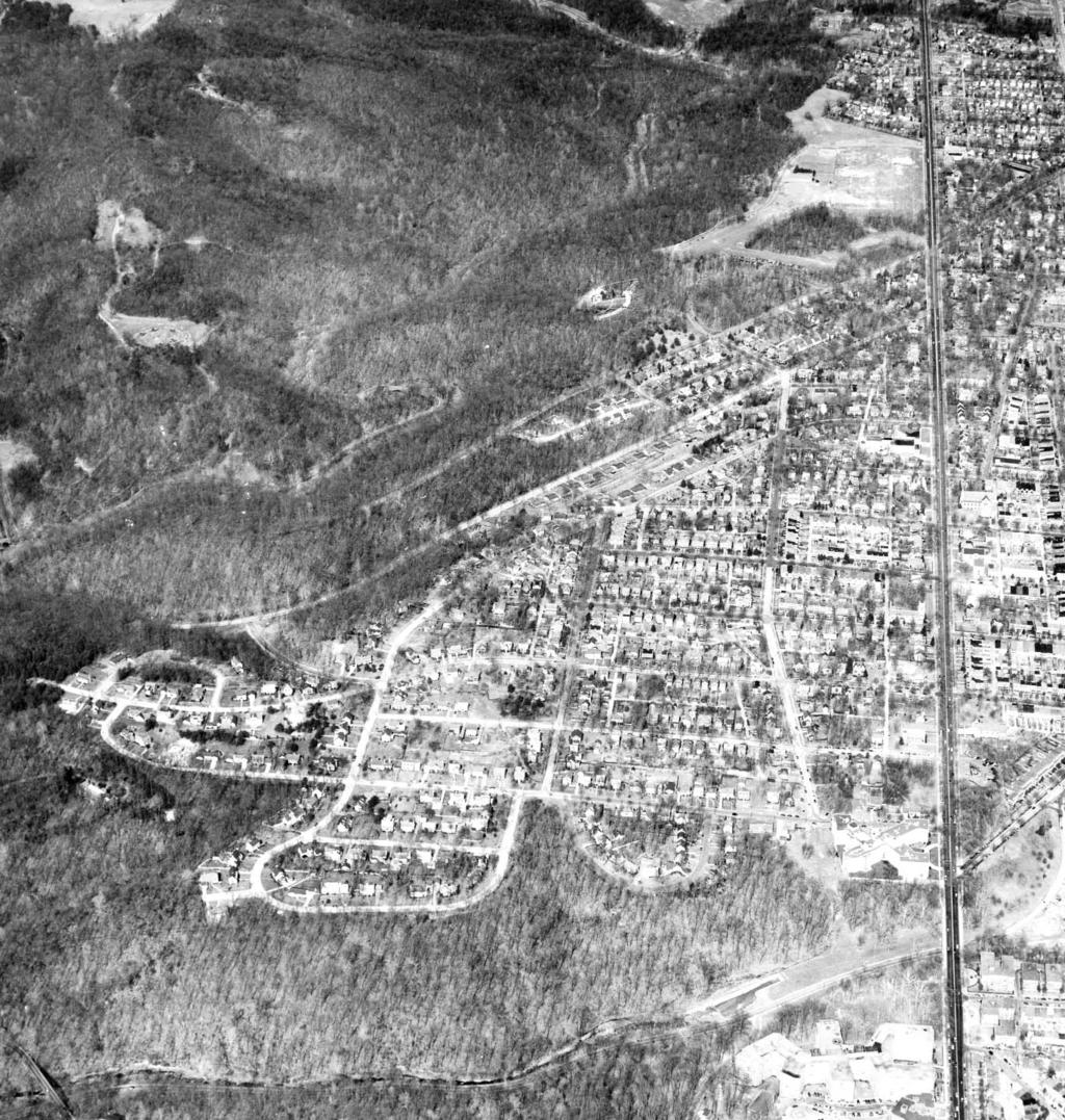 Decades before a bird s-eye view of any neighborhood was just a few clicks away on the Internet (but not free for publication), aerial photos were snapped from airplanes as in this 1955 shot of