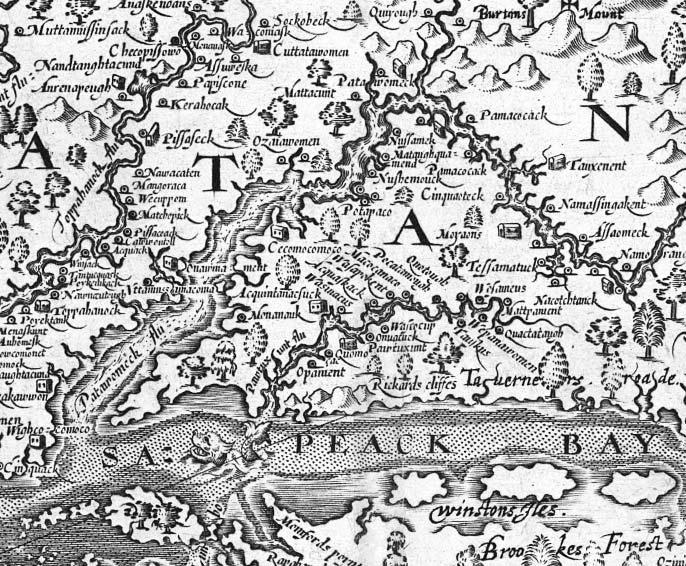 This portion of Captain John Smith s map of Virginia shows the Potomac River. In 1608, he would explore the river and may have observed Rock Creek.