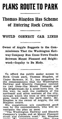 A STREETCAR NAMED DECATUR Mass transit came within a couple of blocks of the Blagden Subdivision in 1906 after the decision of the Capital Traction Company to extend its car lines all the way out